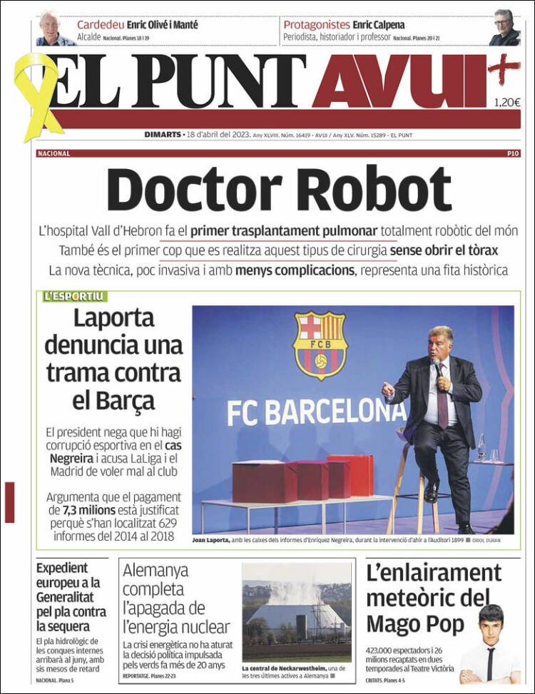 Portada de El Punt Avui (España)