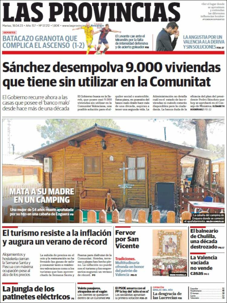 Portada de Las Provincias (España)