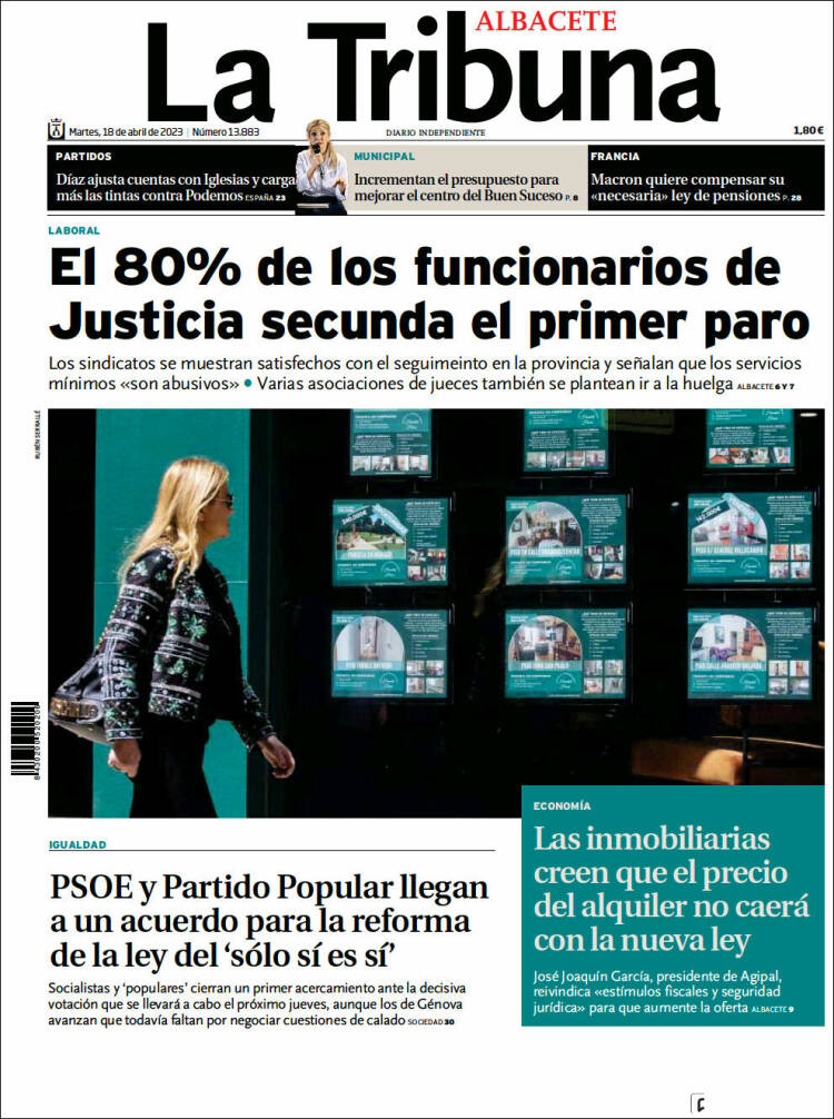Portada de La Tribuna de Albacete (España)