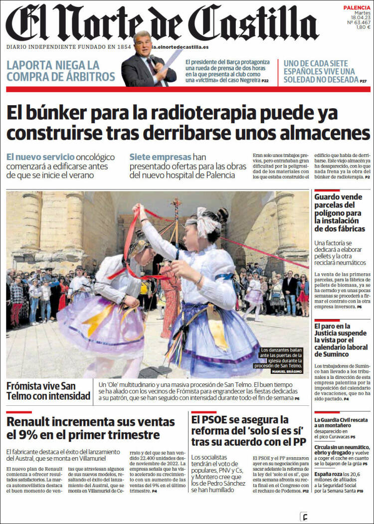 Portada de Norte de Castilla - Palencia (España)