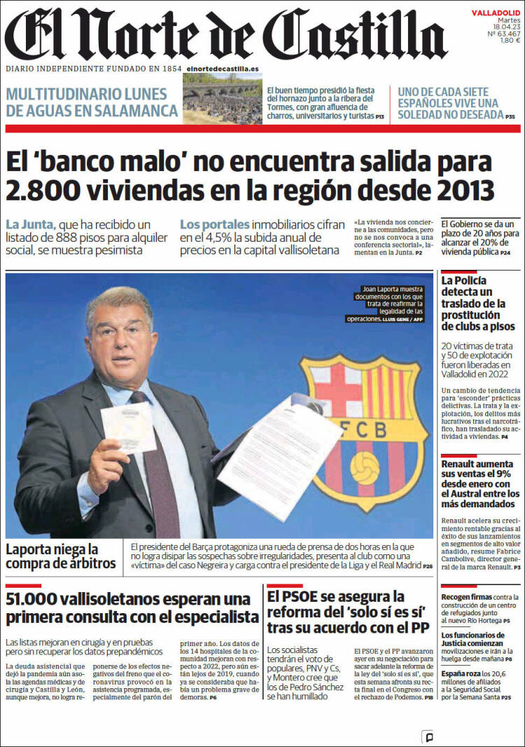 Portada de Norte de Castilla - Valladolid (España)