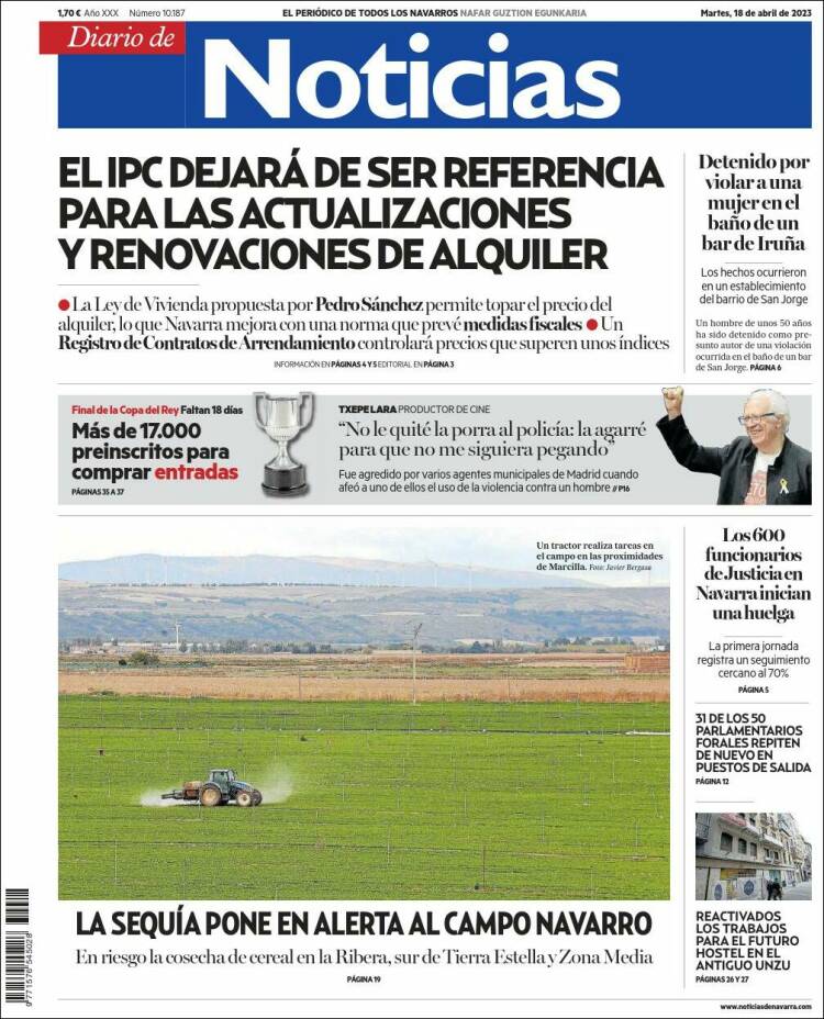 Portada de Noticias de Navarra (España)
