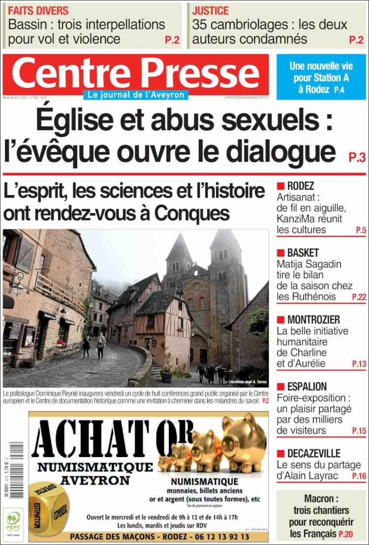 Portada de Centre Presse (Francia)