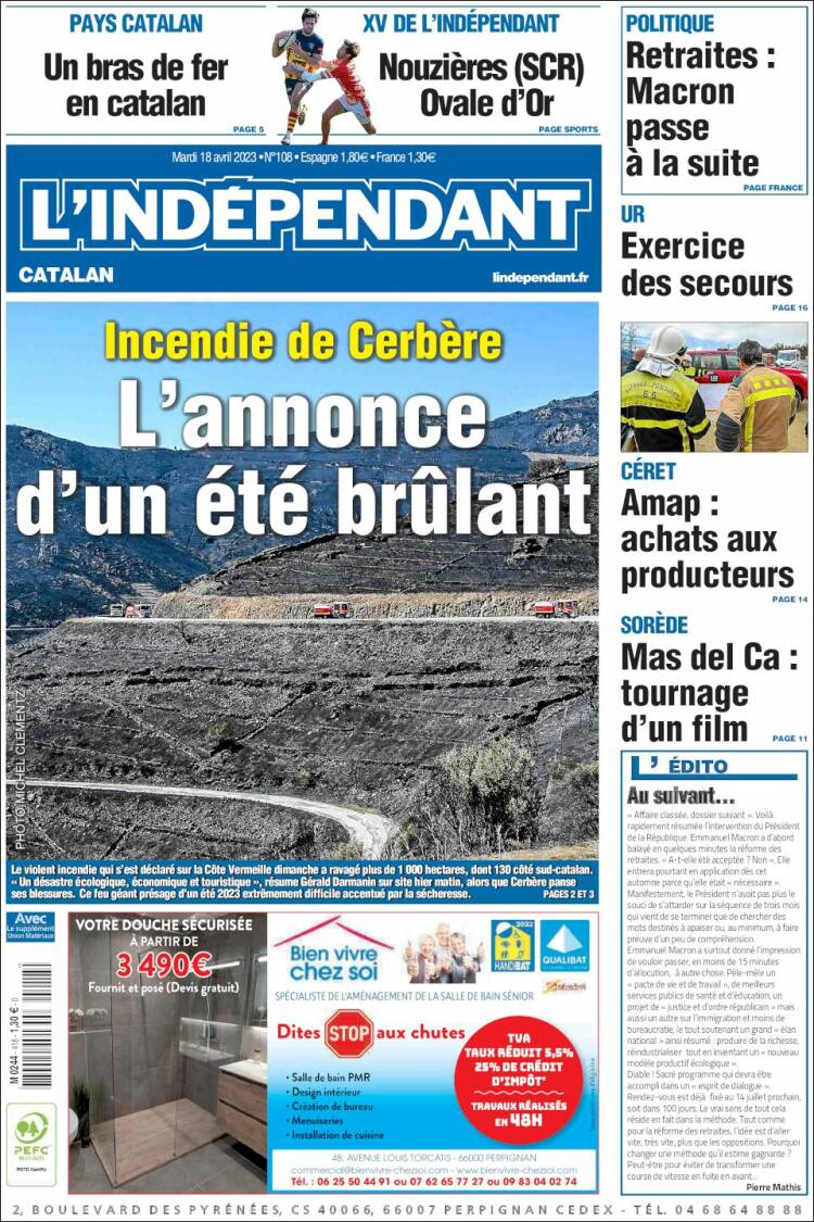Portada de Le Indépendant (Francia)