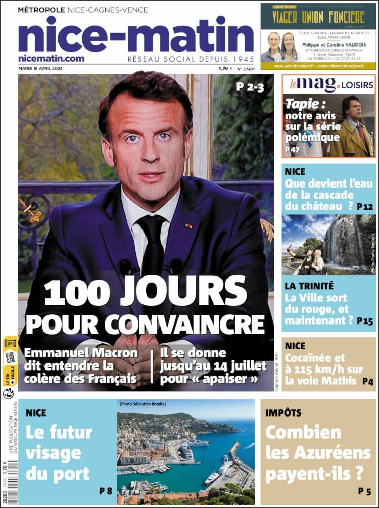Portada de Nice-Matin (Francia)