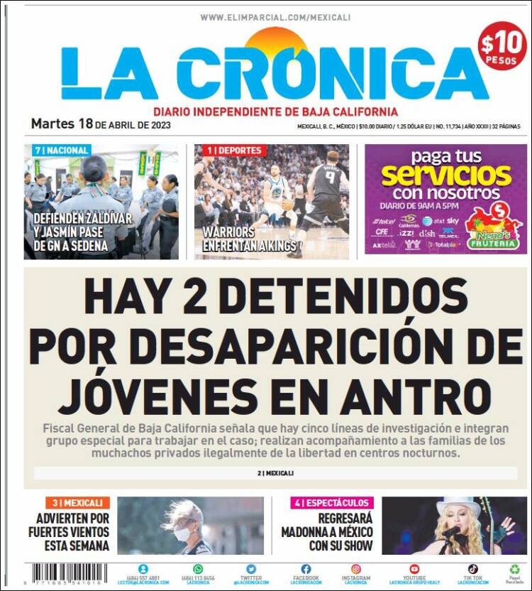 Portada de La Crónica de Baja California (M&eacute;xico)