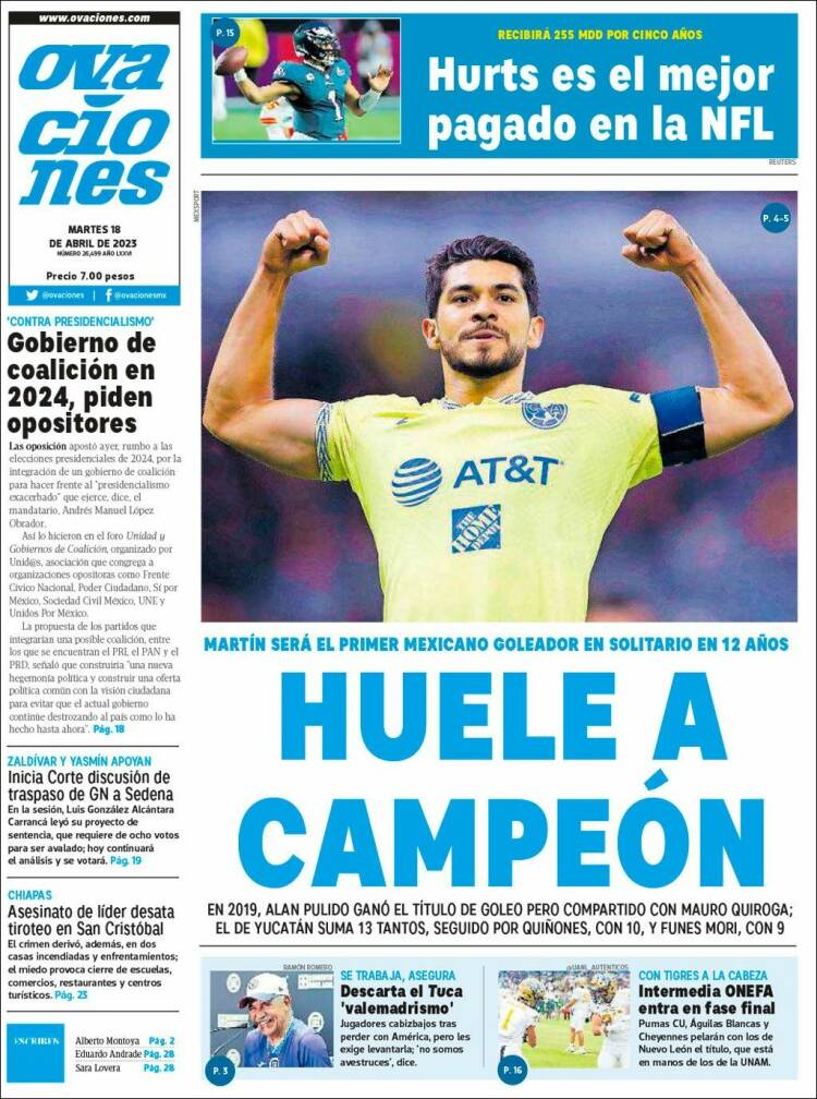 Portada de Ovaciones (M&eacute;xico)