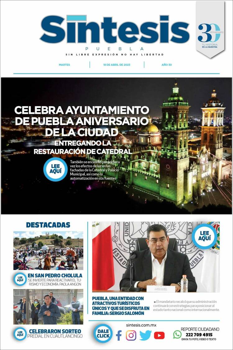 Portada de Síntesis - Puebla (M&eacute;xico)