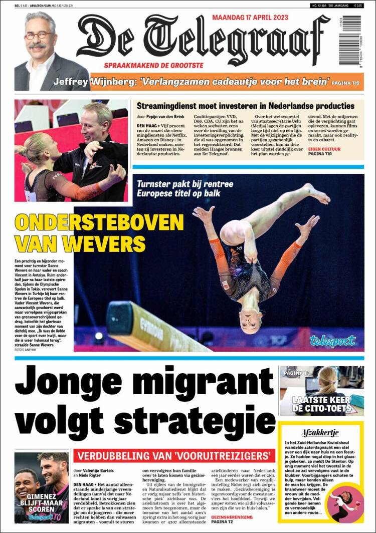 Portada de De Telegraaf (Pa&iacute;ses Bajos)