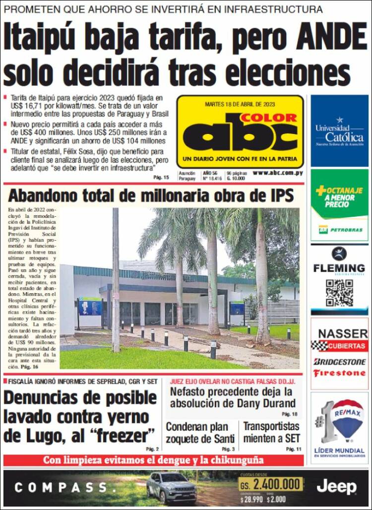 Portada de ABC Color (Paraguay)