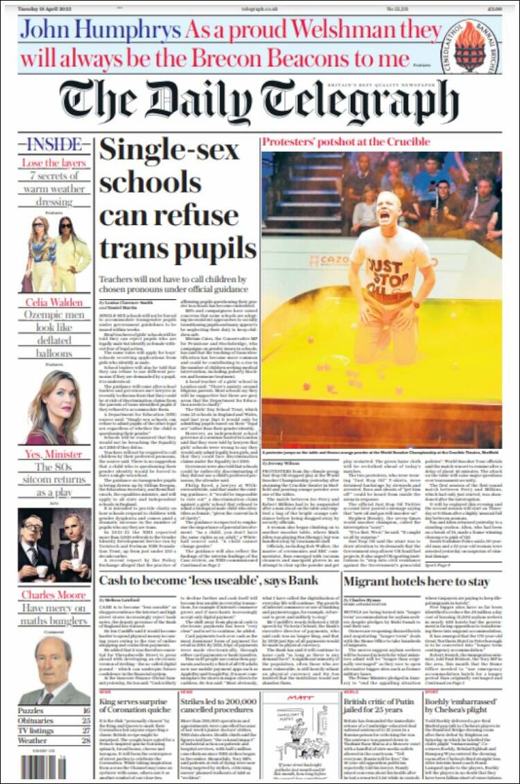 Portada de Daily Telegraph (Reino Unido)