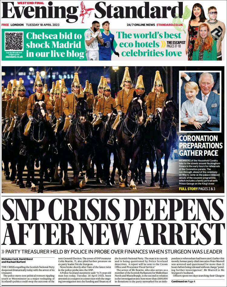 Portada de Evening Standard (Reino Unido)