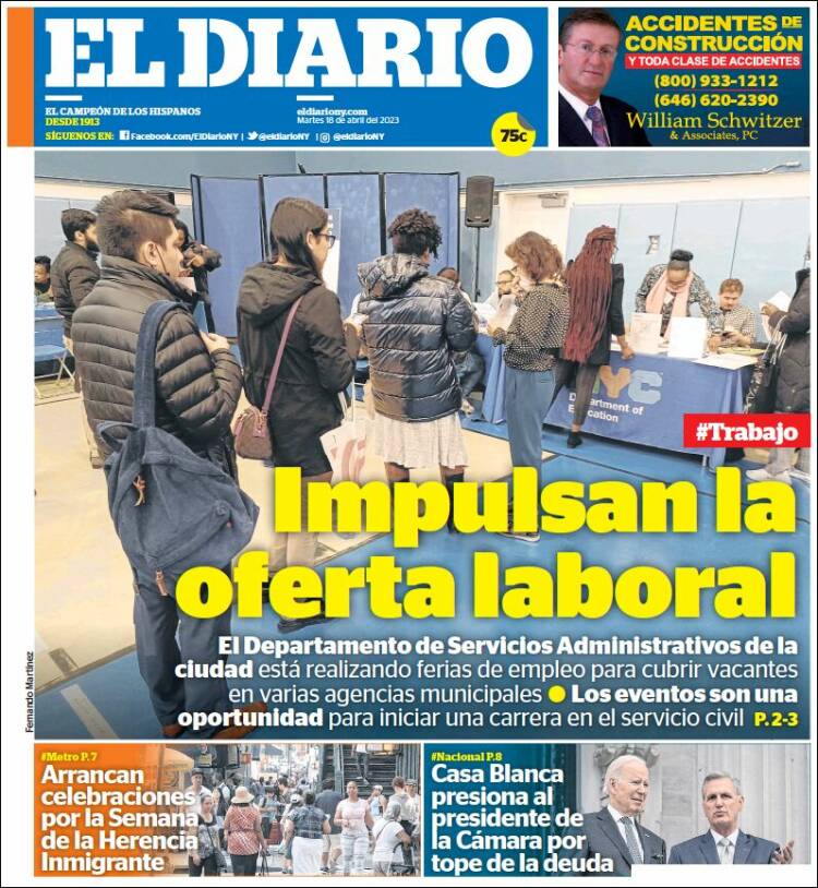 Portada de El Diario NY (USA)