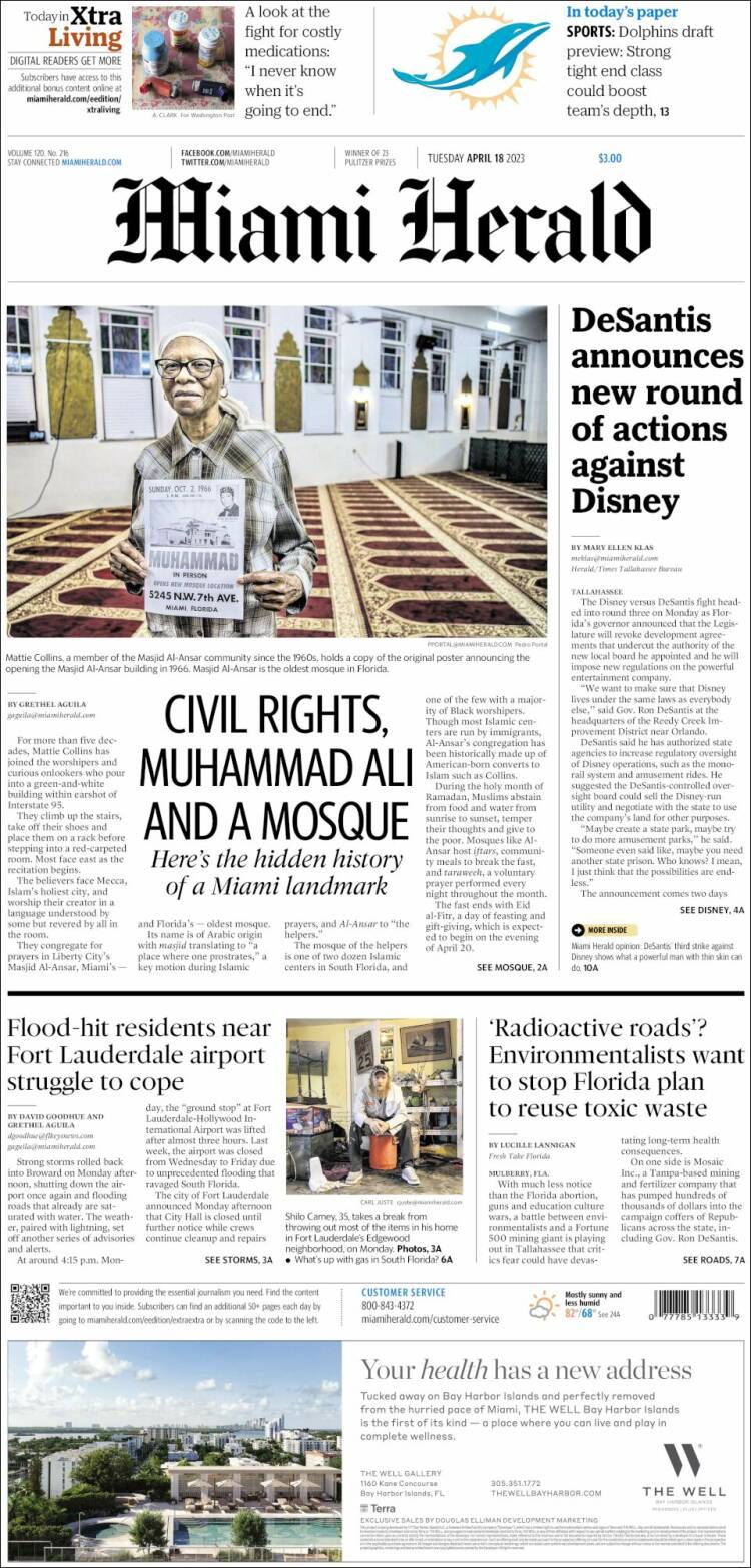 Portada de Miami Herald (USA)