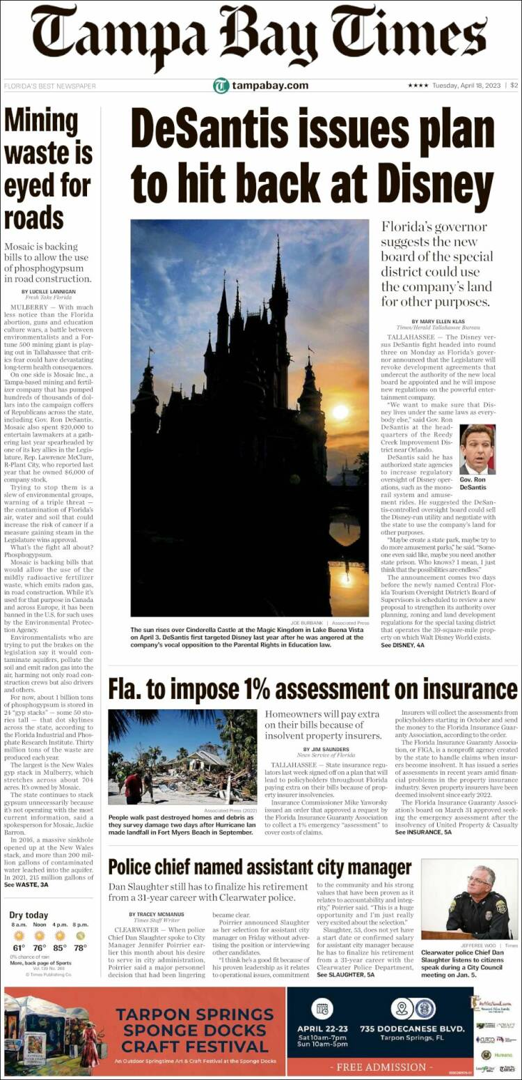 Portada de Tampa Bay Times (USA)