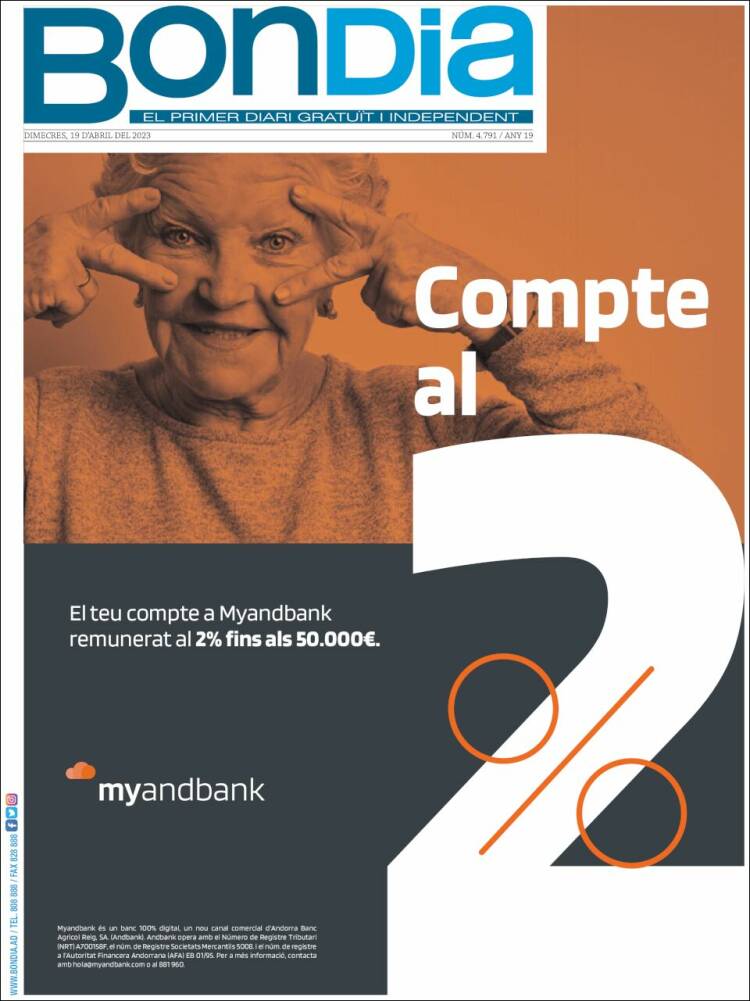 Portada de Diari Bondia (Andorra)