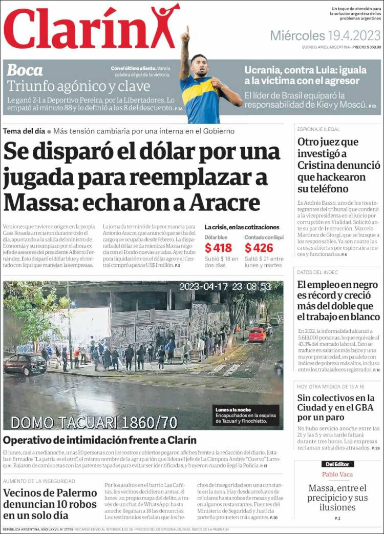 Portada de Clarín (Argentina)