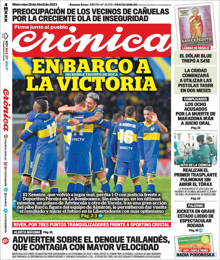 Portada de Crónica (Argentina)