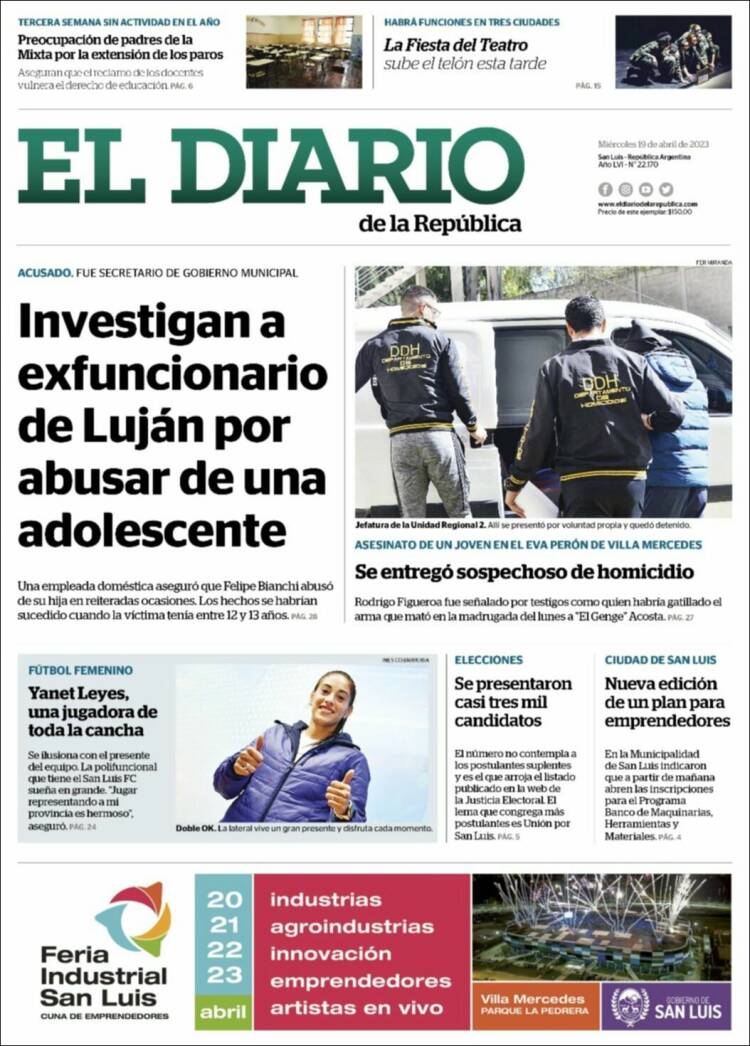 Portada de Diario de la República (Argentina)