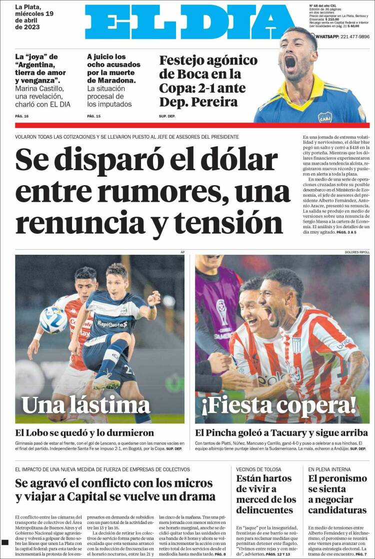 Portada de El Día de la Plata (Argentina)