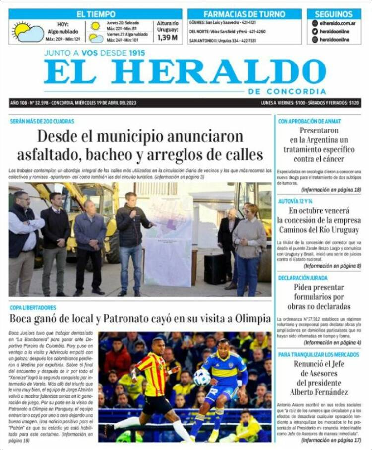 Portada de El Heraldo de Concordia (Argentina)