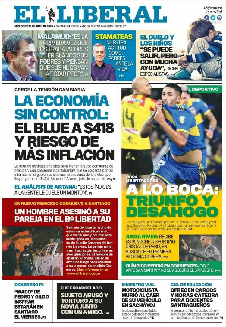 Portada de Diario El Liberal (Argentina)