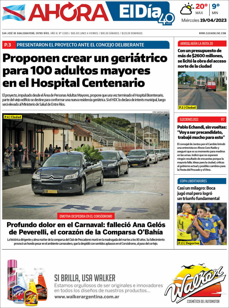 Portada de El Día de Gualeguaychú (Argentina)