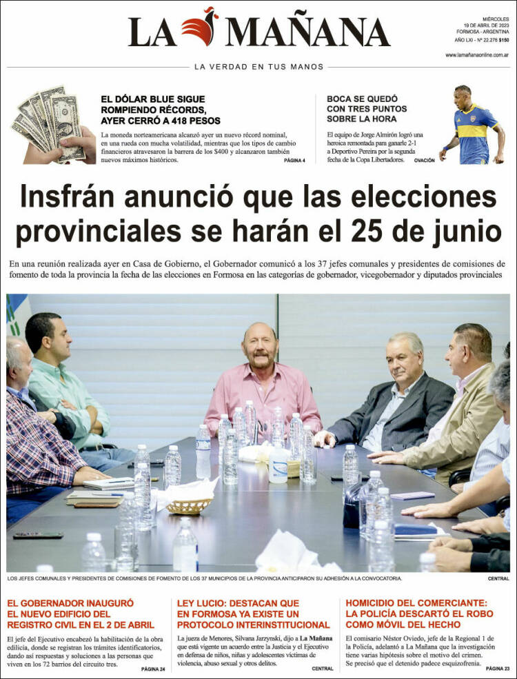 Portada de Diario La Mañana (Argentina)