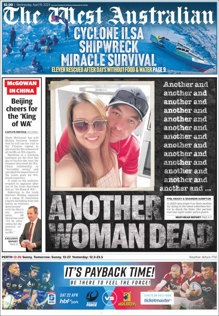 Portada de The West Australian (Australia)