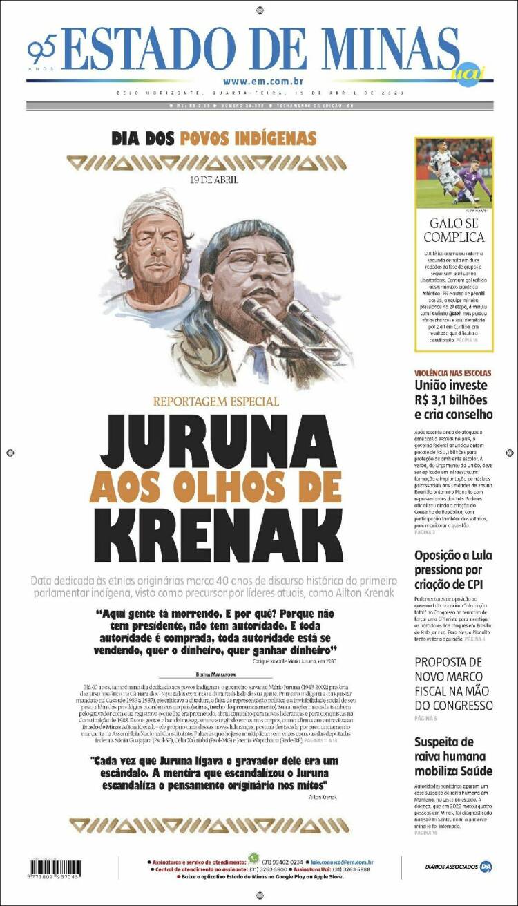 Portada de Jornal Estado de Minas (Brasil)