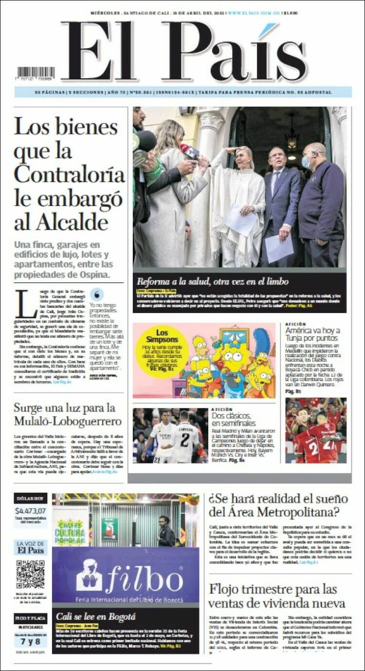 Portada de El País - Cali (Colombia)