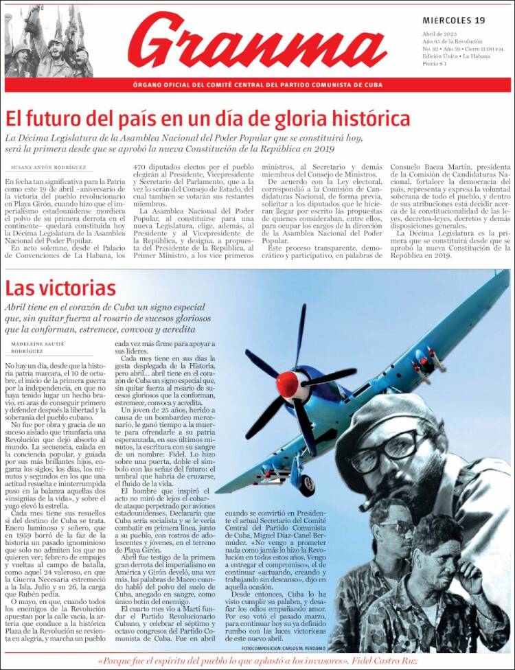Portada de Granma (Cuba)