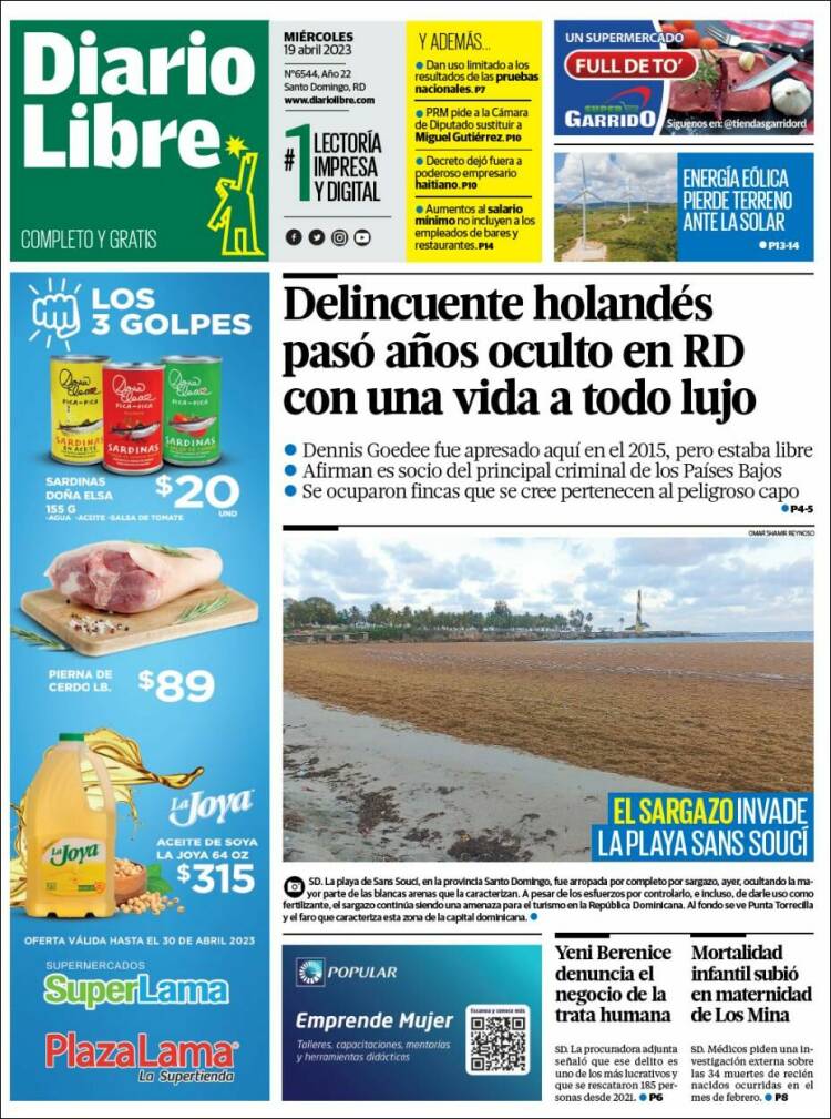 Portada de Diario Libre (R. Dominicana)