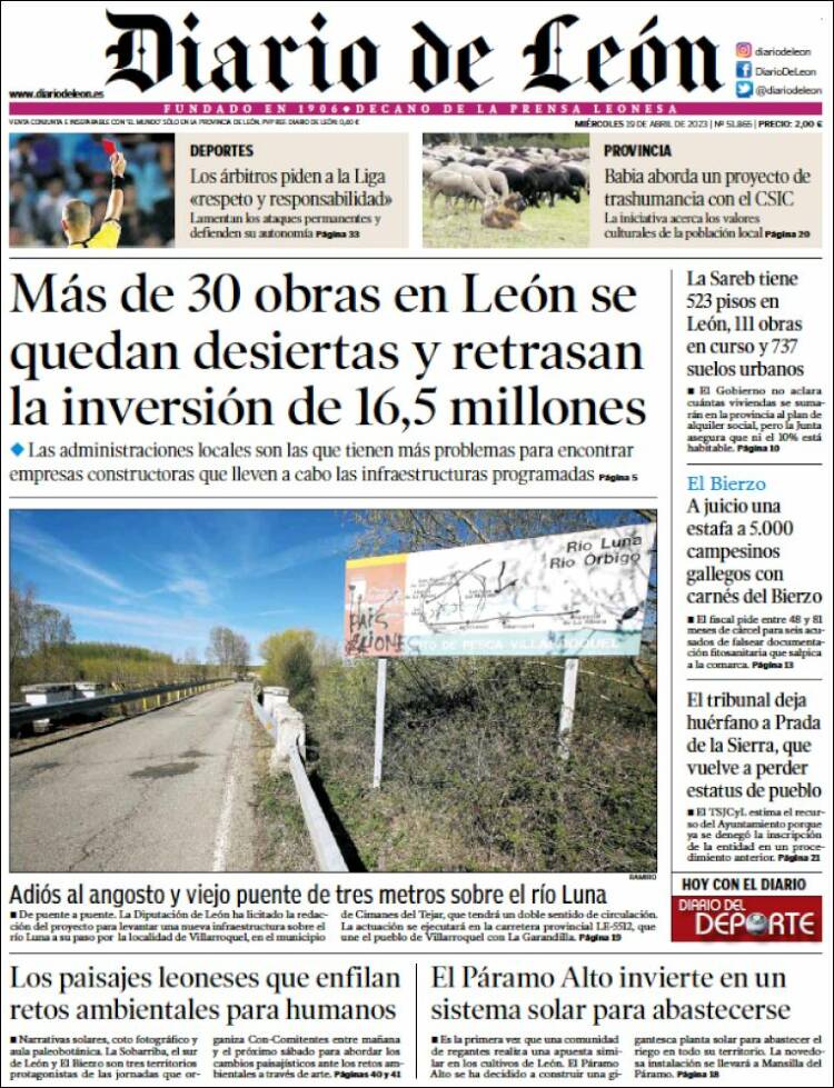 Portada de Diario de León (España)