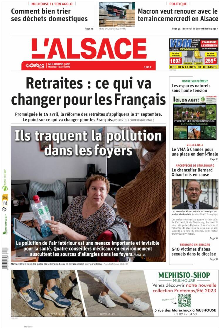 Portada de Journal L'Alsace (Francia)
