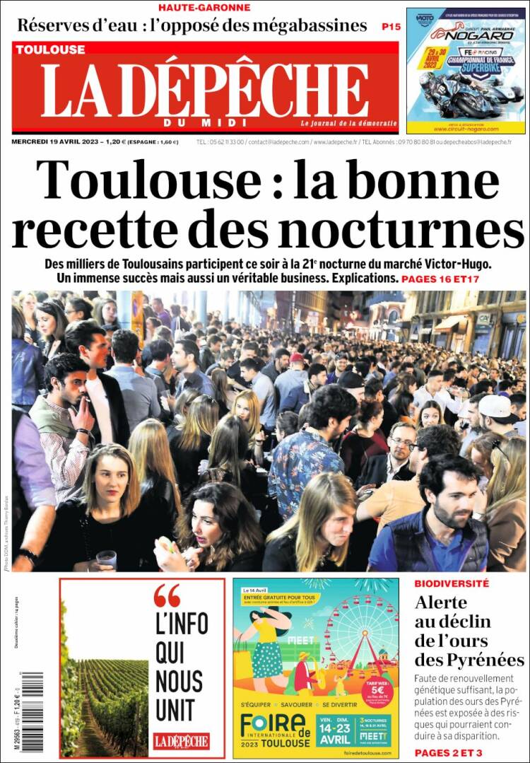 Portada de La Dépêche du Midi (Francia)