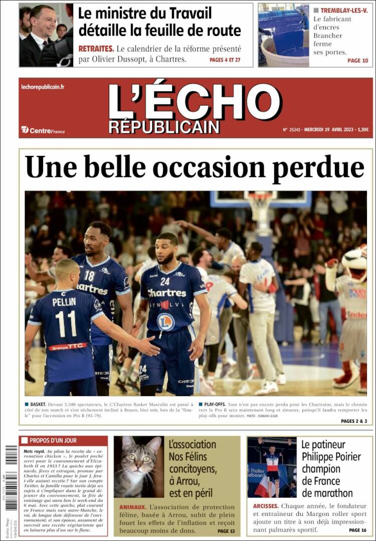 Portada de L'Echo Républicain (Francia)
