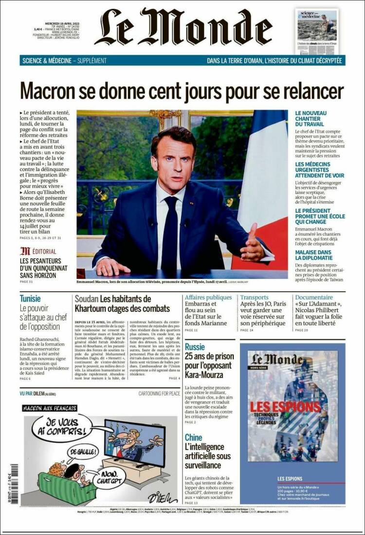 Portada de Le Monde (Francia)