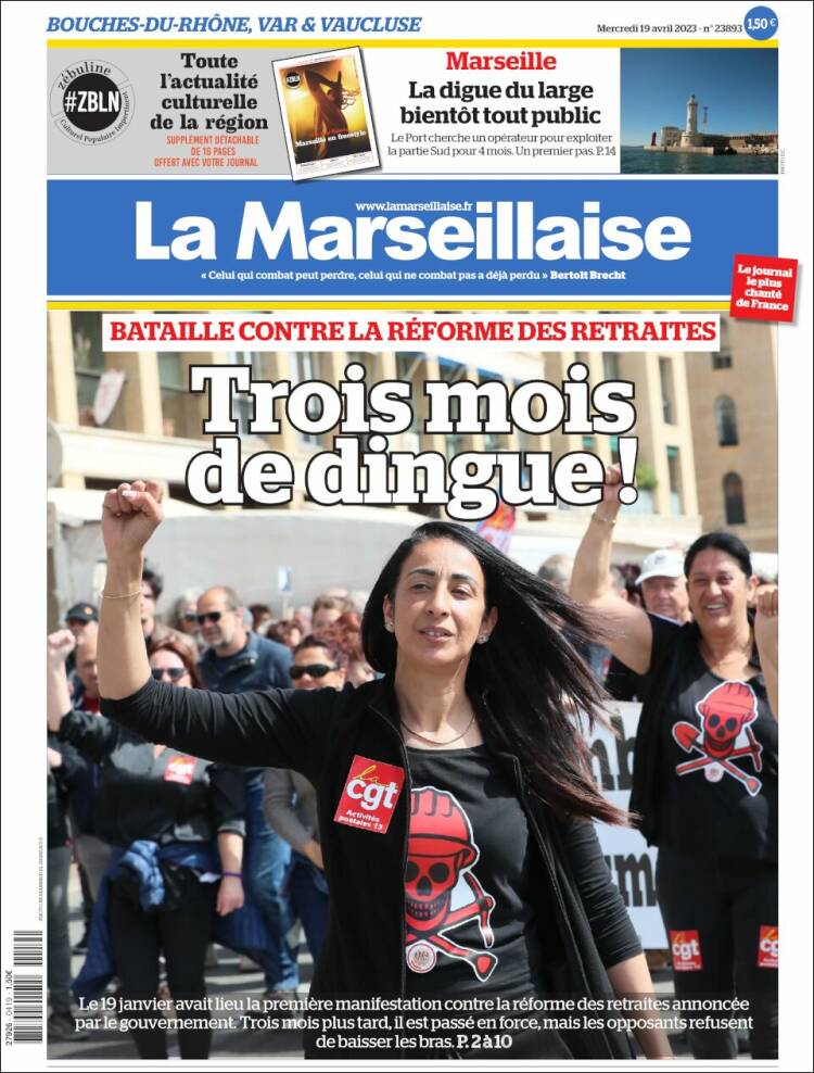 Portada de La Marseillaise (Francia)