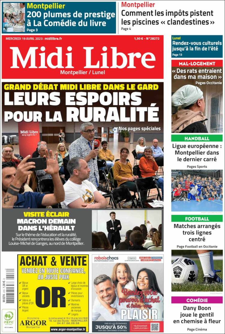 Portada de Midi Libre (Francia)