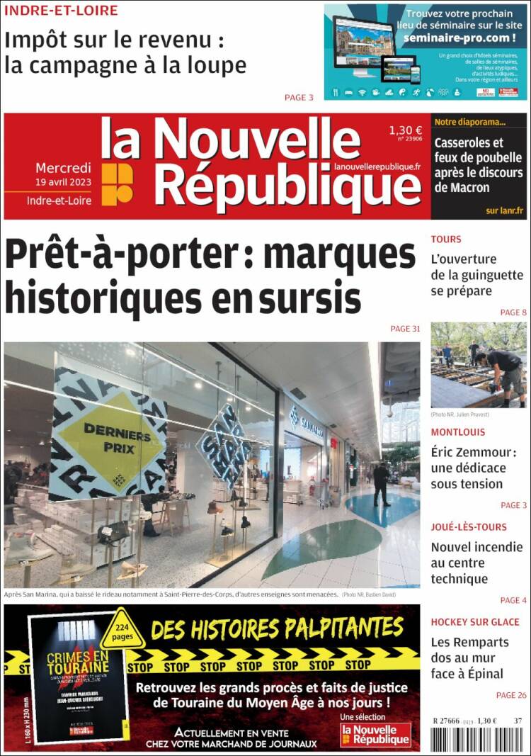 Portada de La Nouvelle Republique (Francia)