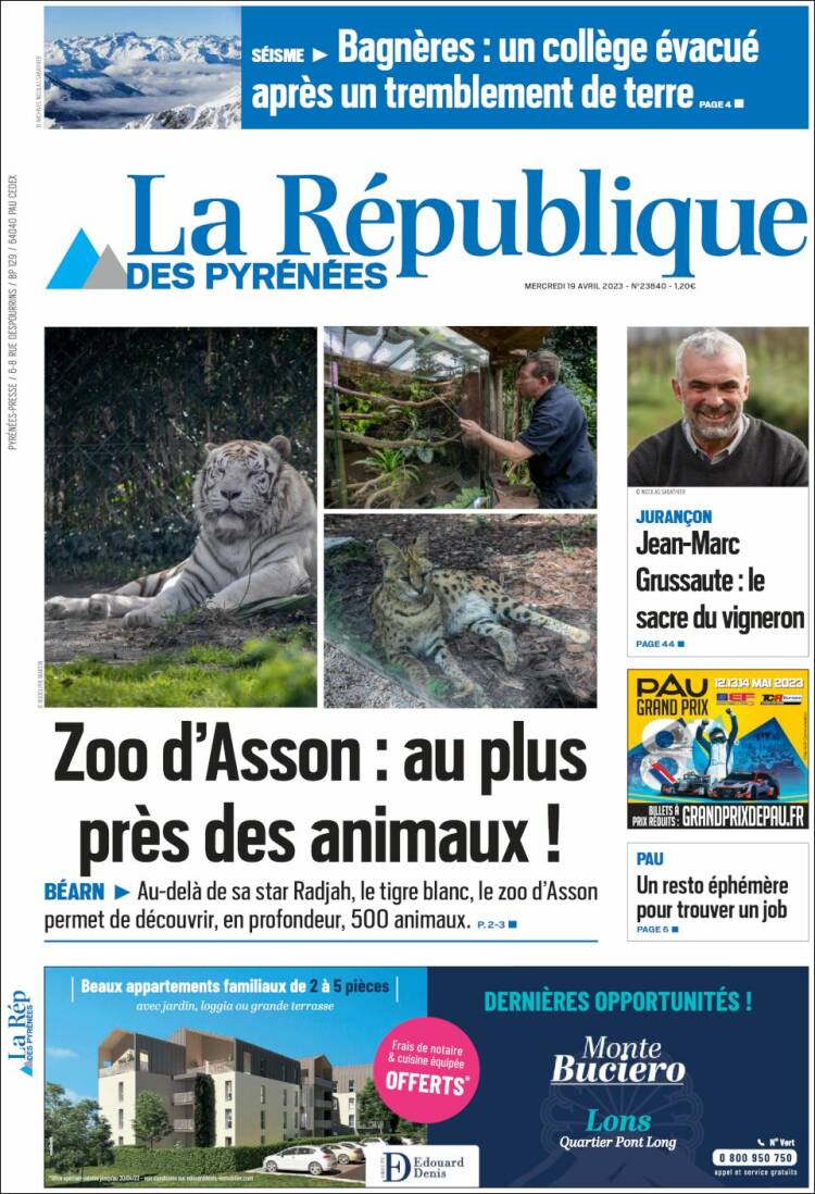 Portada de La République des Pyrénées (Francia)