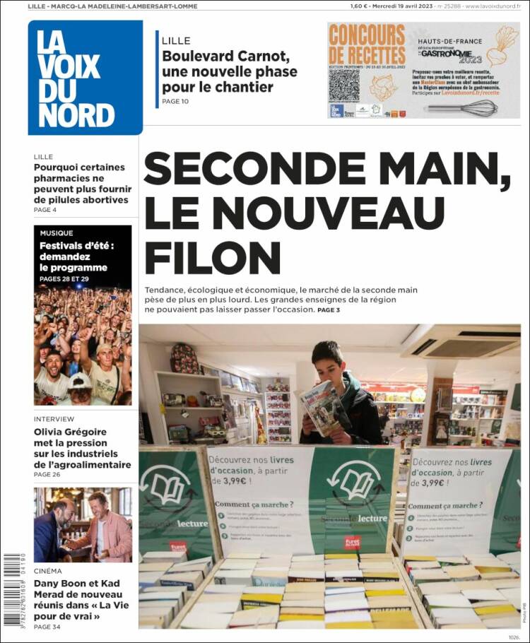 Portada de La Voix du Nord (Francia)