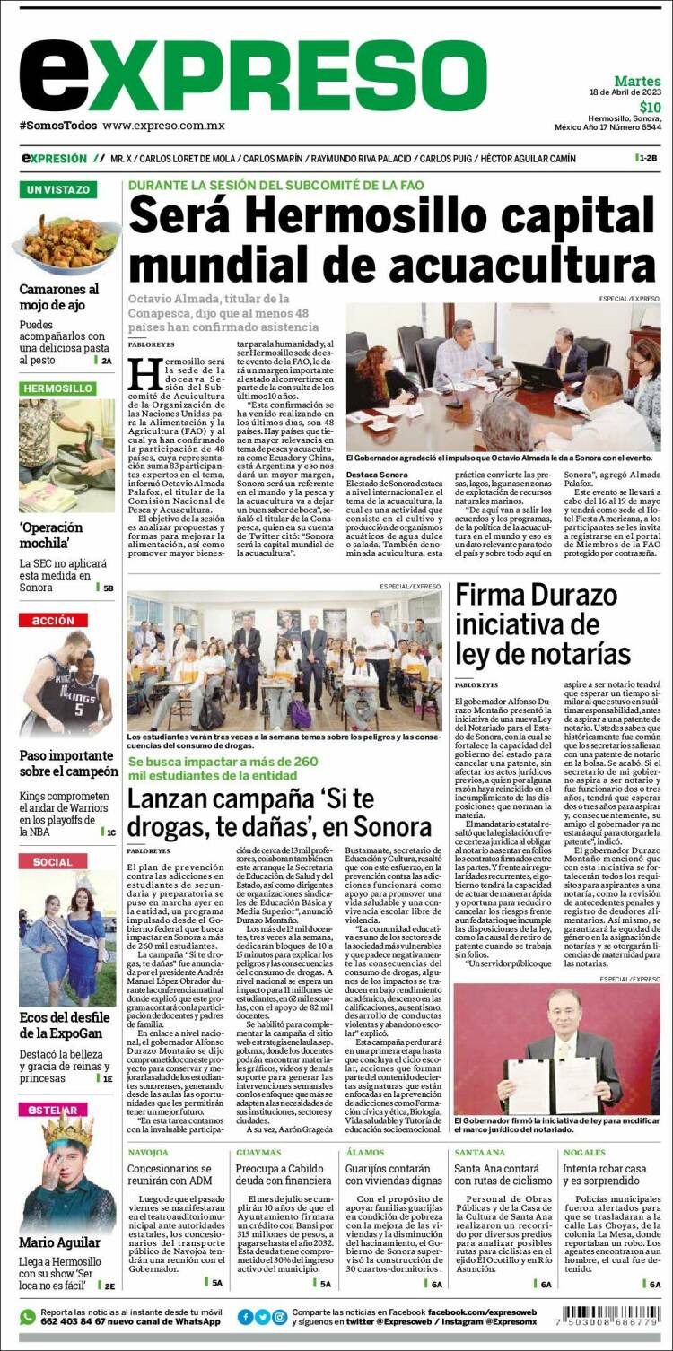 Portada de Expreso (M&eacute;xico)