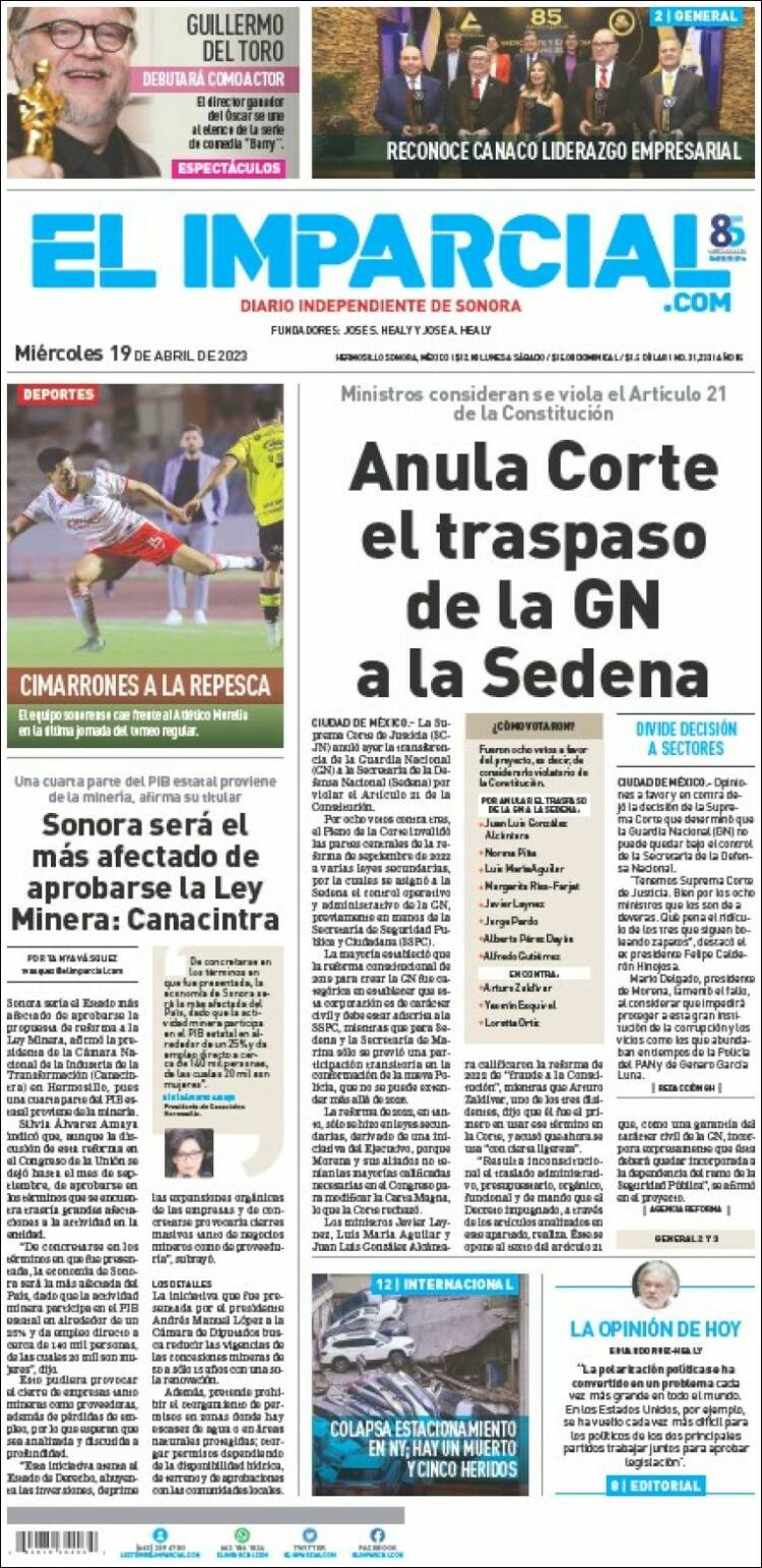 Portada de El Imparcial (M&eacute;xico)