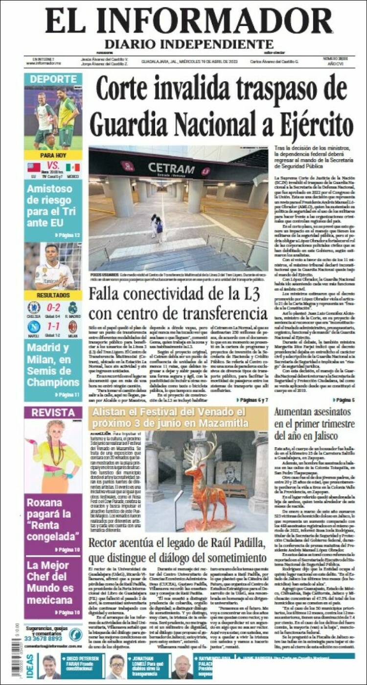 Portada de El Informador (M&eacute;xico)