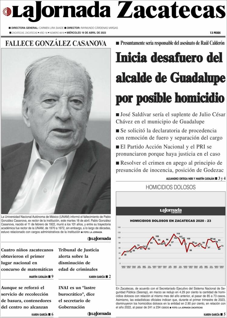 Portada de Jornada de Zacatecas (M&eacute;xico)