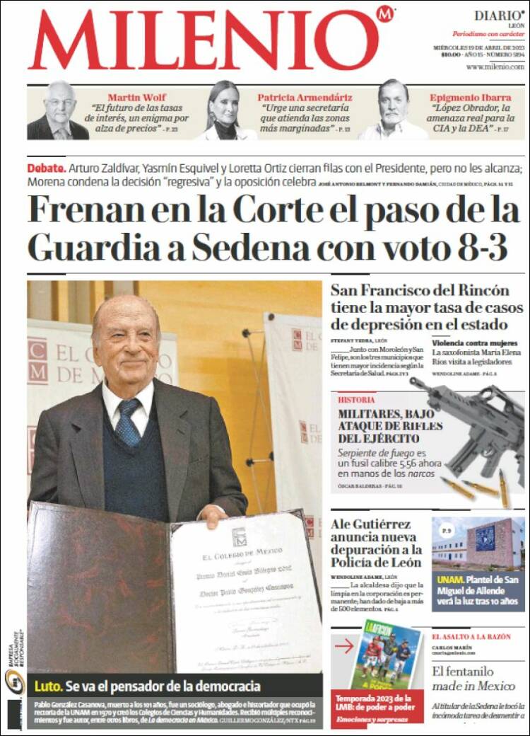 Portada de Milenio de León (M&eacute;xico)