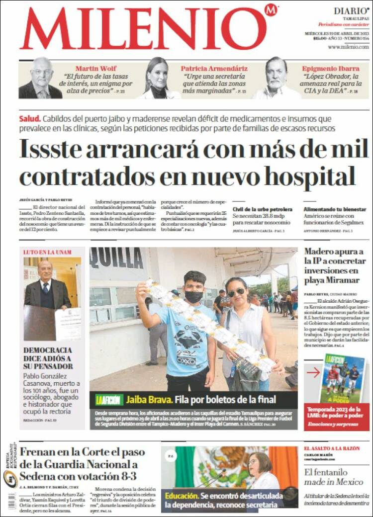 Portada de Milenio - Tamaulipas (M&eacute;xico)