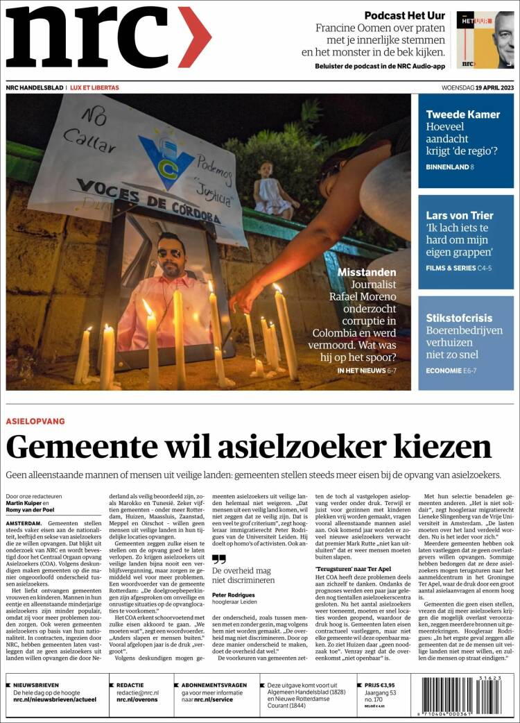 Portada de NRC Handelsblad (Pa&iacute;ses Bajos)